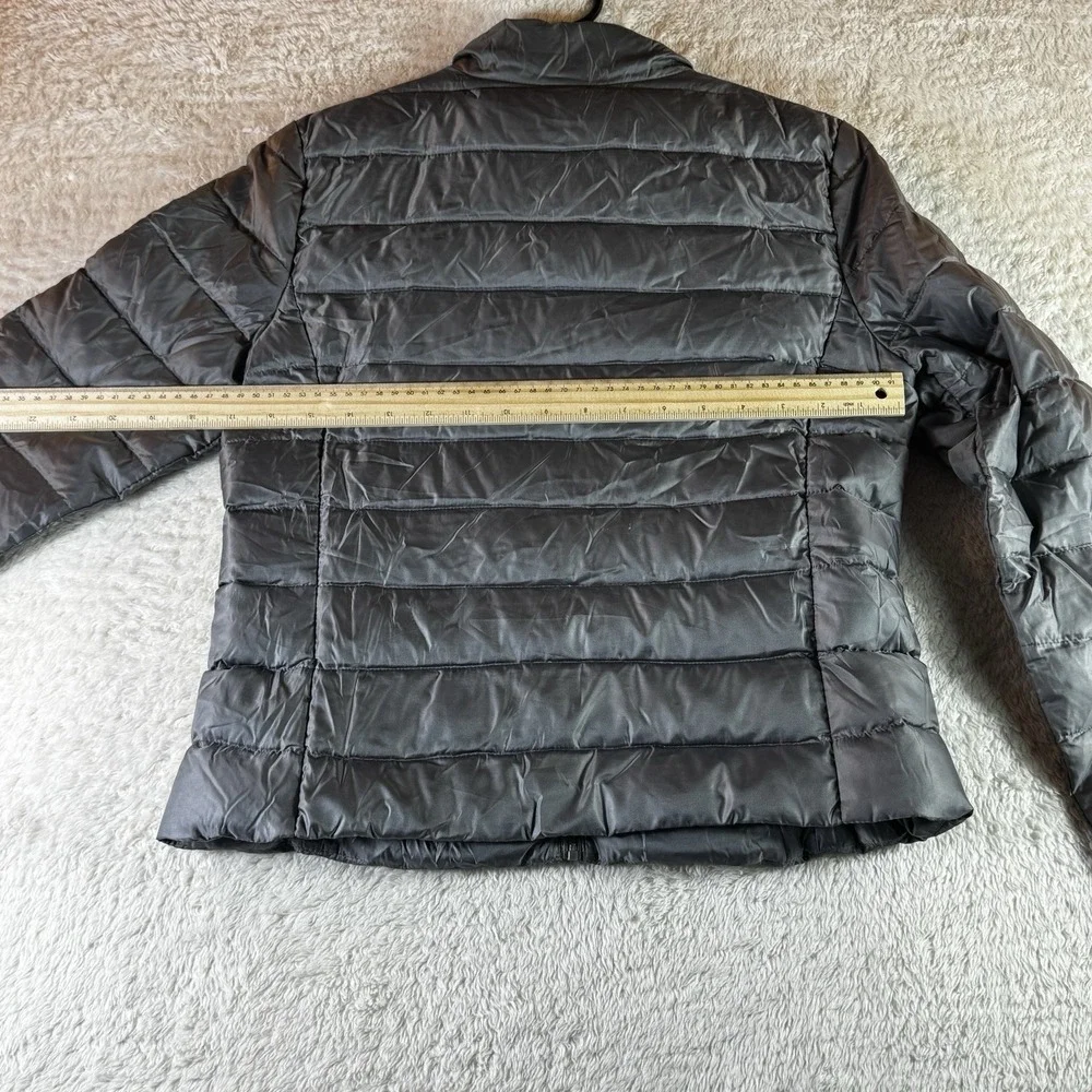 Michael Kors Down Puffer Jacket Black Quilted Hidden Hood Womens Medium